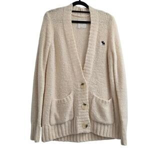 Abercrombie & Fitch Cream Cardigan Sweater L Wool Blend Minimalist Y2K Academia